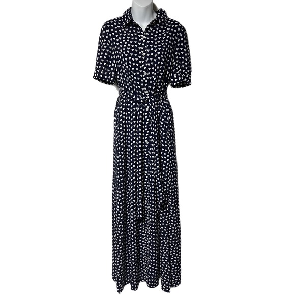 NWOT Draper James Sweet Heart Print Belted Button Down Maxi Dress 6 PP Sample - Picture 4 of 16